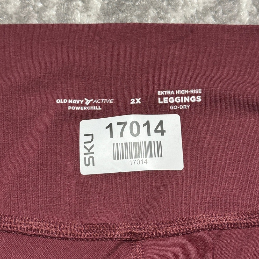 Old Navy Active PowerChill Extra High-Rise Crossover Leggings Burgundy 2X 17014 - Picture 3 of 9